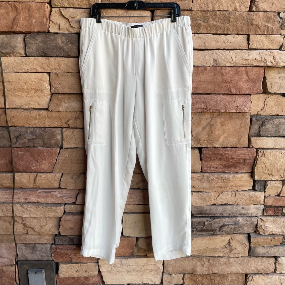 Tommy Hilfiger ivory white lined pull on elas waistband pants Women Large EUC